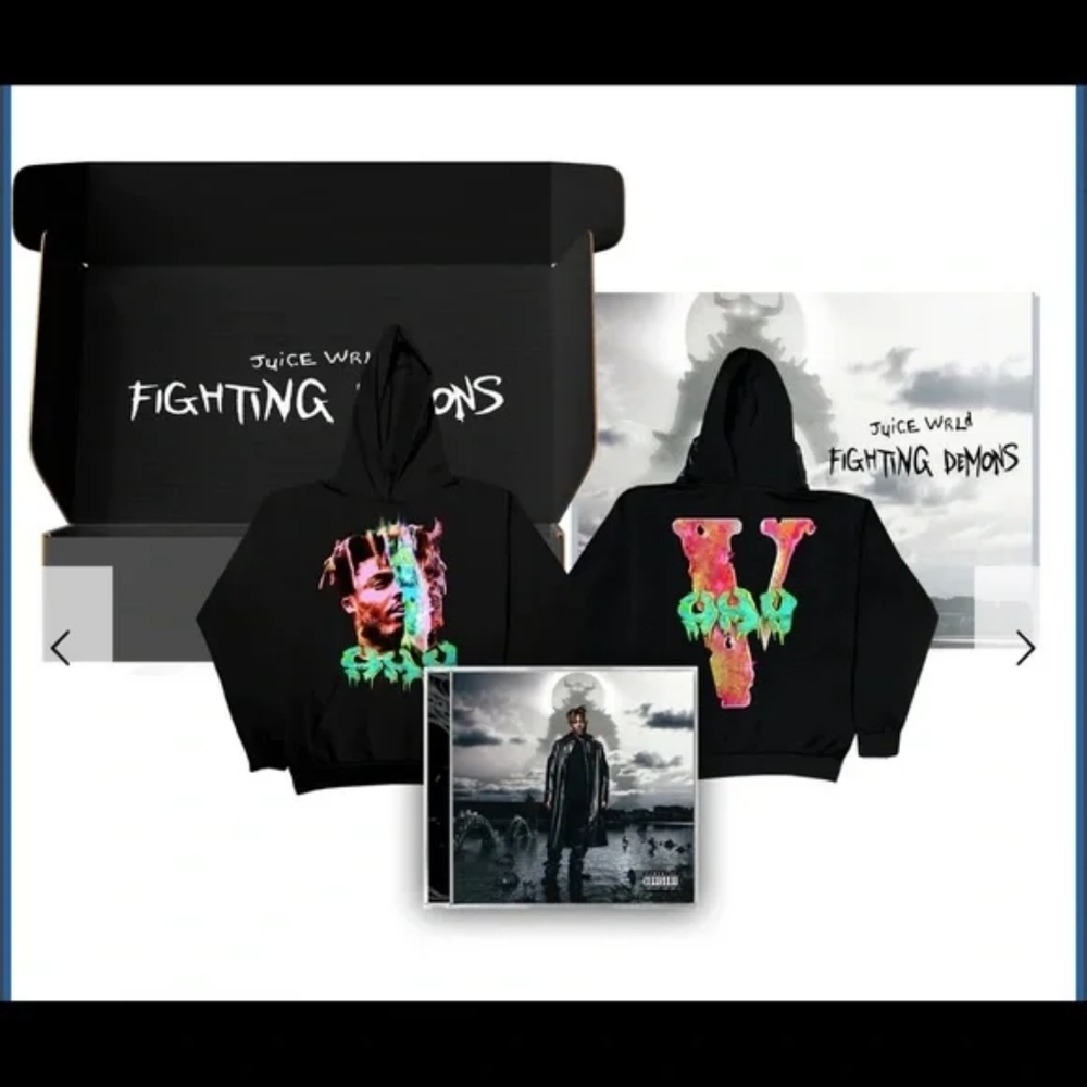 Juice Wrld Fighting Demons VLONE Black HOODIE XL + Box Set + New Unopened